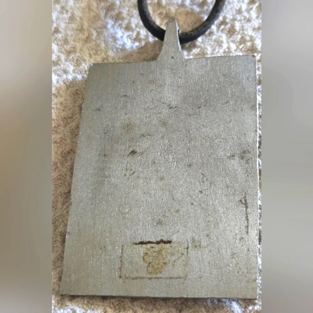 Artistic Vintage Textured Boho Metal Pendant On Genuine Leather Strap 14" - Picture 5 of 10